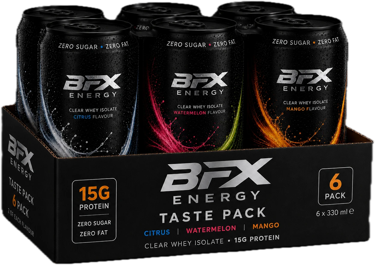 BFX Energy Taste Pack with 6 cans, two of each flavor